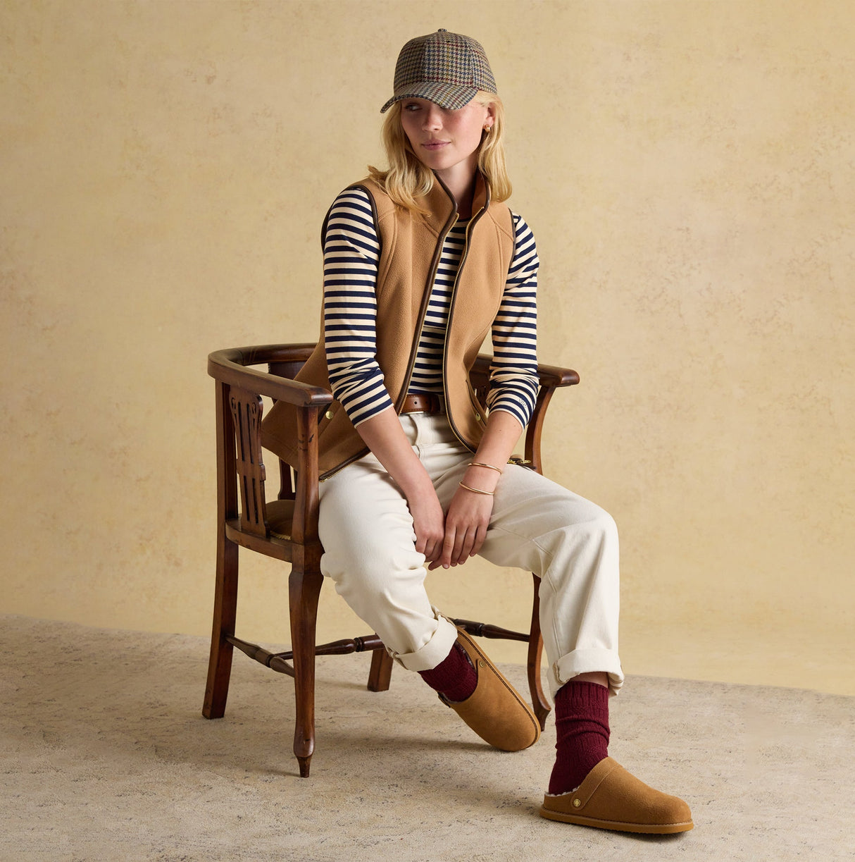 Joules HERITAGE FLEECE Womens Gilet Tan