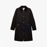 Joules ROSEWELL Longline Quilted Showerproof Coat with Collar Black