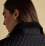 Joules ROSEWELL Longline Quilted Showerproof Coat with Collar Black