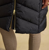 Joules PEMBURY Black Longline Showerproof Padded Gilet with Hood Black