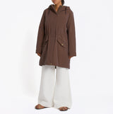 Joules PORTWELL Waterproof Hoodie Raincoat With Adjustable Waist Brown