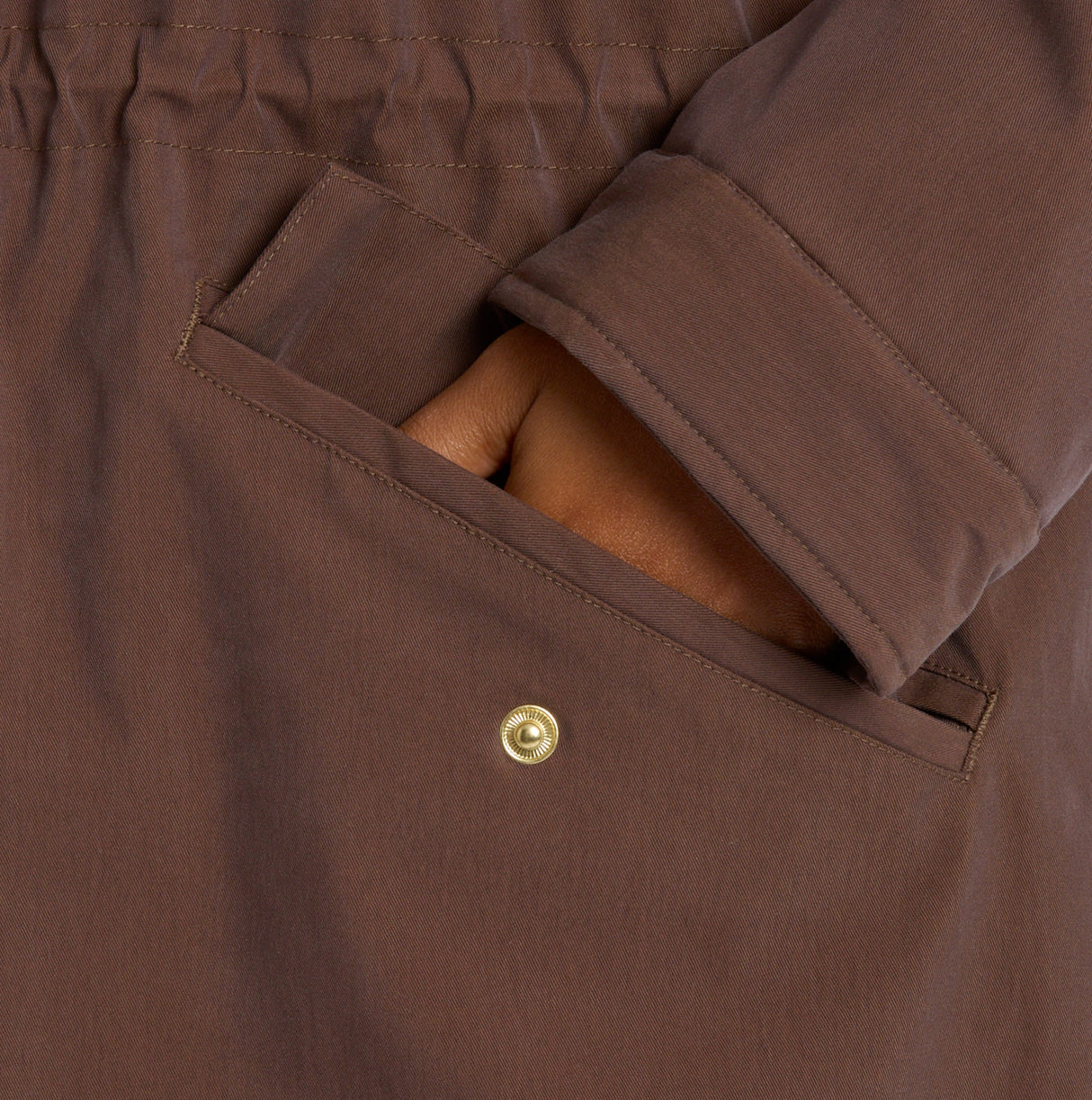 Joules PORTWELL Waterproof Hoodie Raincoat With Adjustable Waist Brown