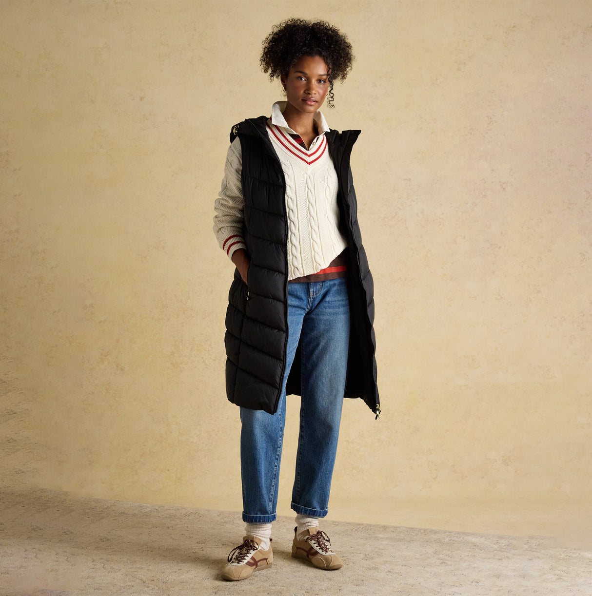 Joules MOORSDALE Womens Longline Showerproof Padded Gilet Black