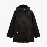 Joules PORTWELL Waterproof Hoodie Raincoat With Adjustable Waist Black
