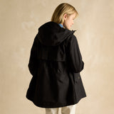 Joules PORTWELL Waterproof Hoodie Raincoat With Adjustable Waist Black