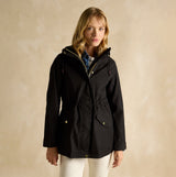 Joules PORTWELL Waterproof Hoodie Raincoat With Adjustable Waist Black