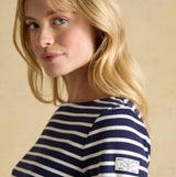 Joules HARBOUR Boat Neck 100% Cotton Breton Top Navy/White Stripe