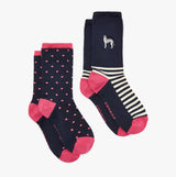 Joules EVERYDAY 2-Pack  Womens Socks Navy Dog