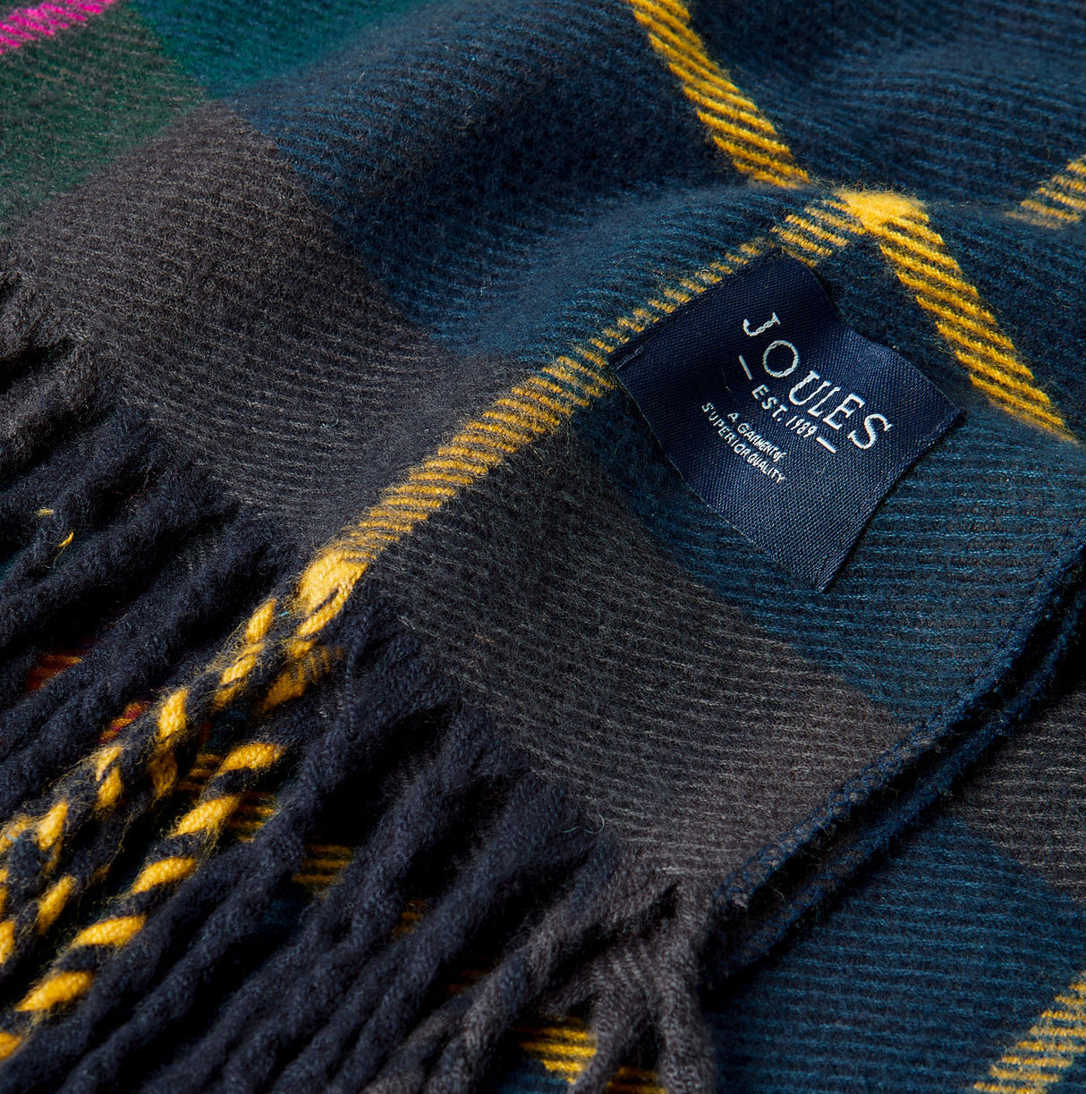 Joules LANGTREE Womens Scarf Navy Check