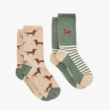 Joules EVERYDAY 2-Pack Womens Socks Green Dog
