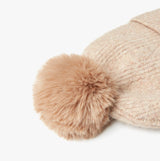 Joules EFFIE Womens Knitted Bobble Hat Camel