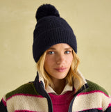 Joules EFFIE Womens Knitted Bobble Hat Navy