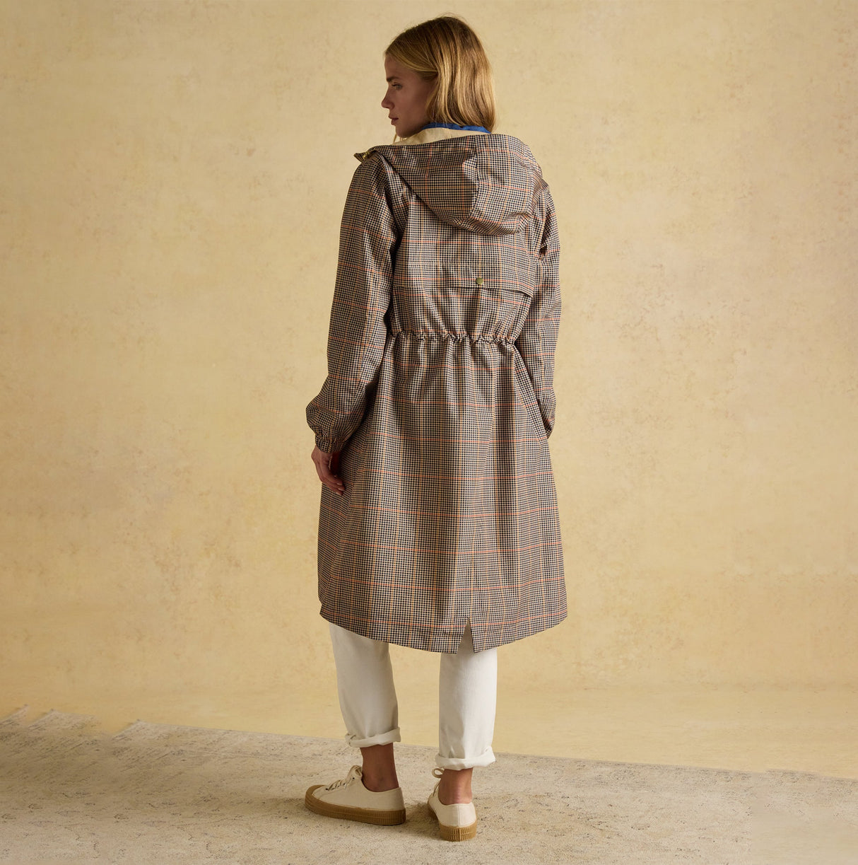 Joules HOLKHAM Waterproof Packable Raincoat With Hood Brown Check