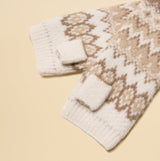 Joules KARA Neutral Fingerless Fairisle Glove Beige