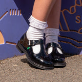 Kickers 116228 LACH T-BAR Girls School Shoes Black Patent