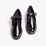 Kickers 116228 LACH T-BAR Girls School Shoes Black Patent