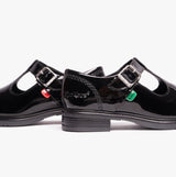 Kickers 116228 LACH T-BAR Girls School Shoes Black Patent