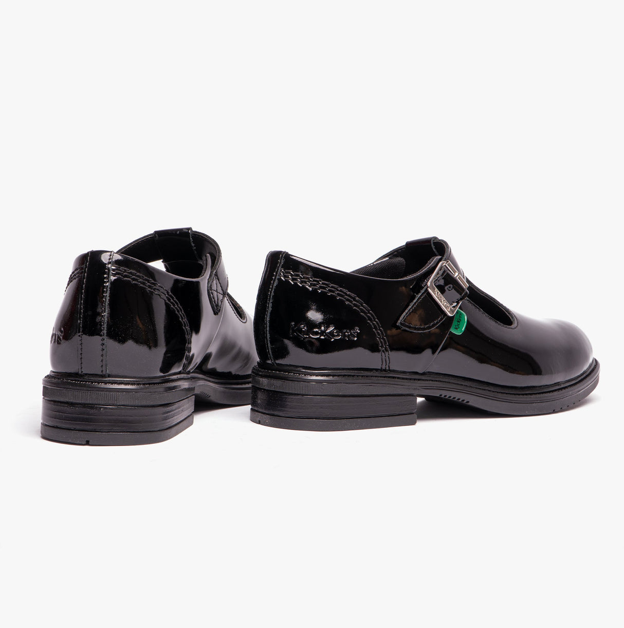 Kickers 116229 LACH T-BAR Girls School Shoes Black Patent