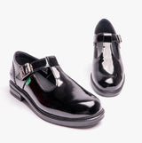 Kickers 116229 LACH T-BAR Girls School Shoes Black Patent
