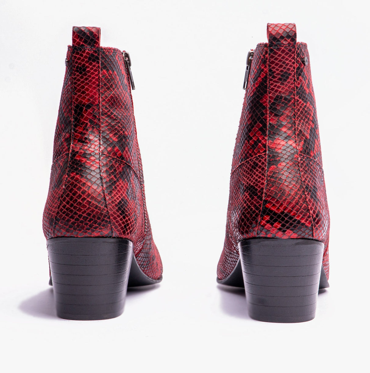 Club Cubano LENNON Mens Cuban Heel Boots Red Snake