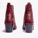 Club Cubano LENNON Mens Cuban Heel Boots Red Snake