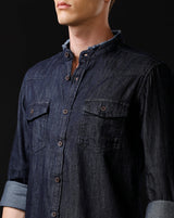Men's Slim Fit Solid Denim Casual Shirt (MADOX)