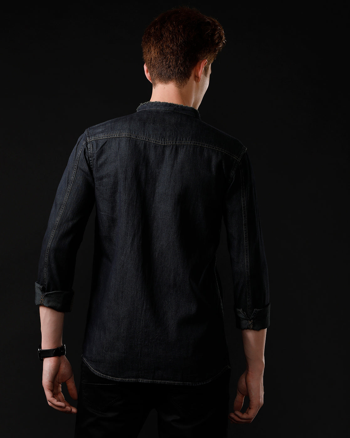 Men's Slim Fit Solid Denim Casual Shirt (MADOR)