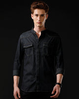 Men's Slim Fit Solid Denim Casual Shirt (MADOR)