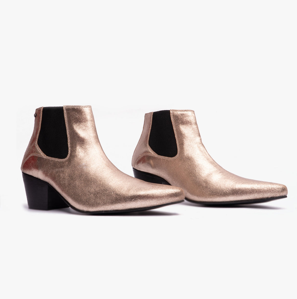 Club Cubano  McCARTNEY Mens Cuban Heel Boots Gold Foil