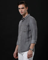 Men's Slim Fit Solid Denim Casual Shirt (MOGLI)