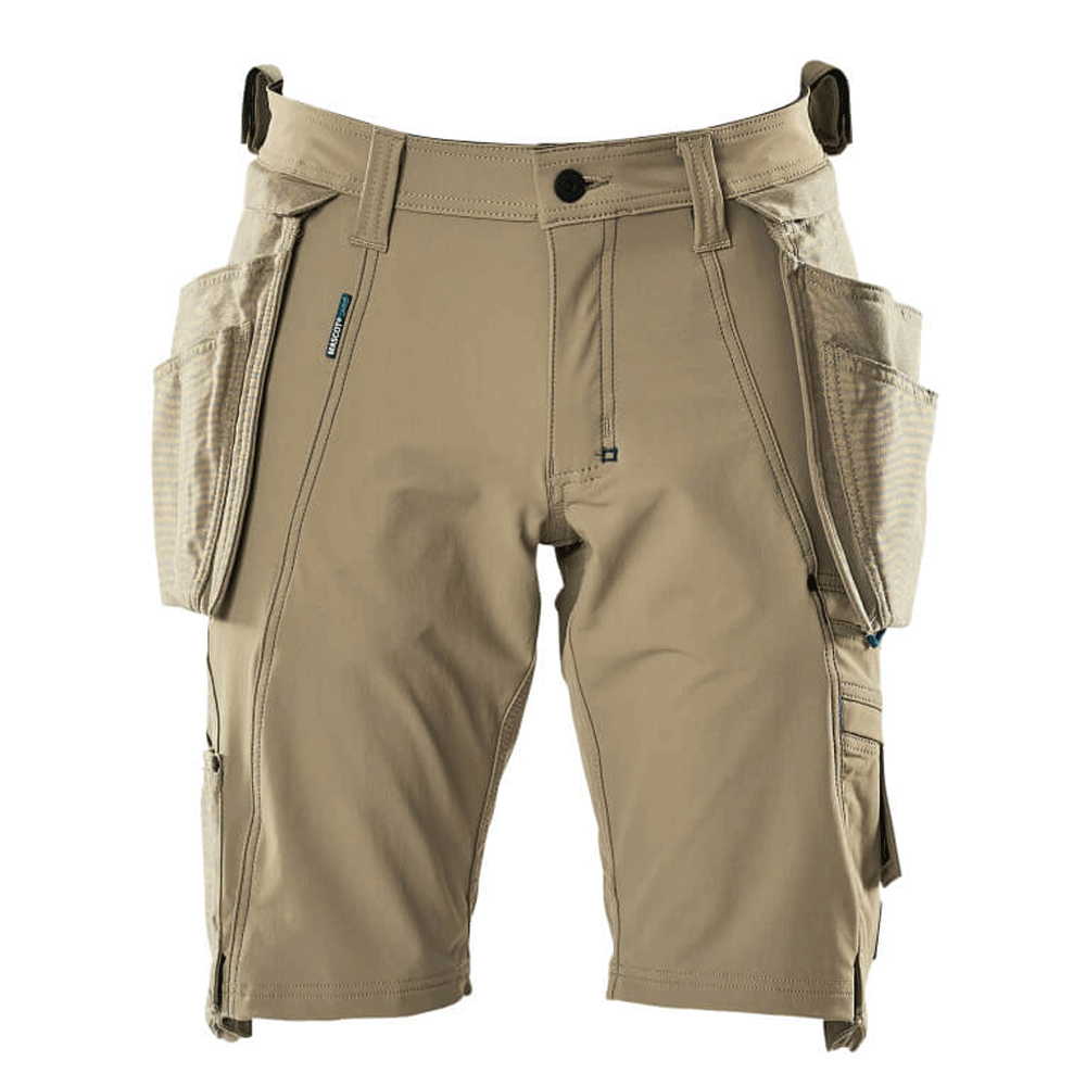Mascot Advanced 17149 Water-Repellent Stretch Work Shorts Khaki