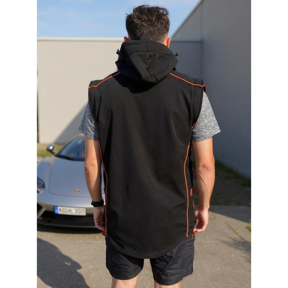 McLaren Water Repellent Stretch Softshell Jacket / Gilet - Official Workwear Black / Orange / Large