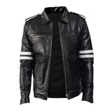 Men's Cafe Racer Leather Jacket | Black