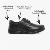 Mirak ADAM Boys Leather School Shoes Black