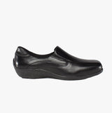 Mod Comfys DAWN Womens Soft Leather Wedge Loafers Black