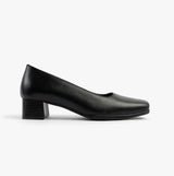 Mod Comfys TARA Womens Low Block Heel Court Shoes Black