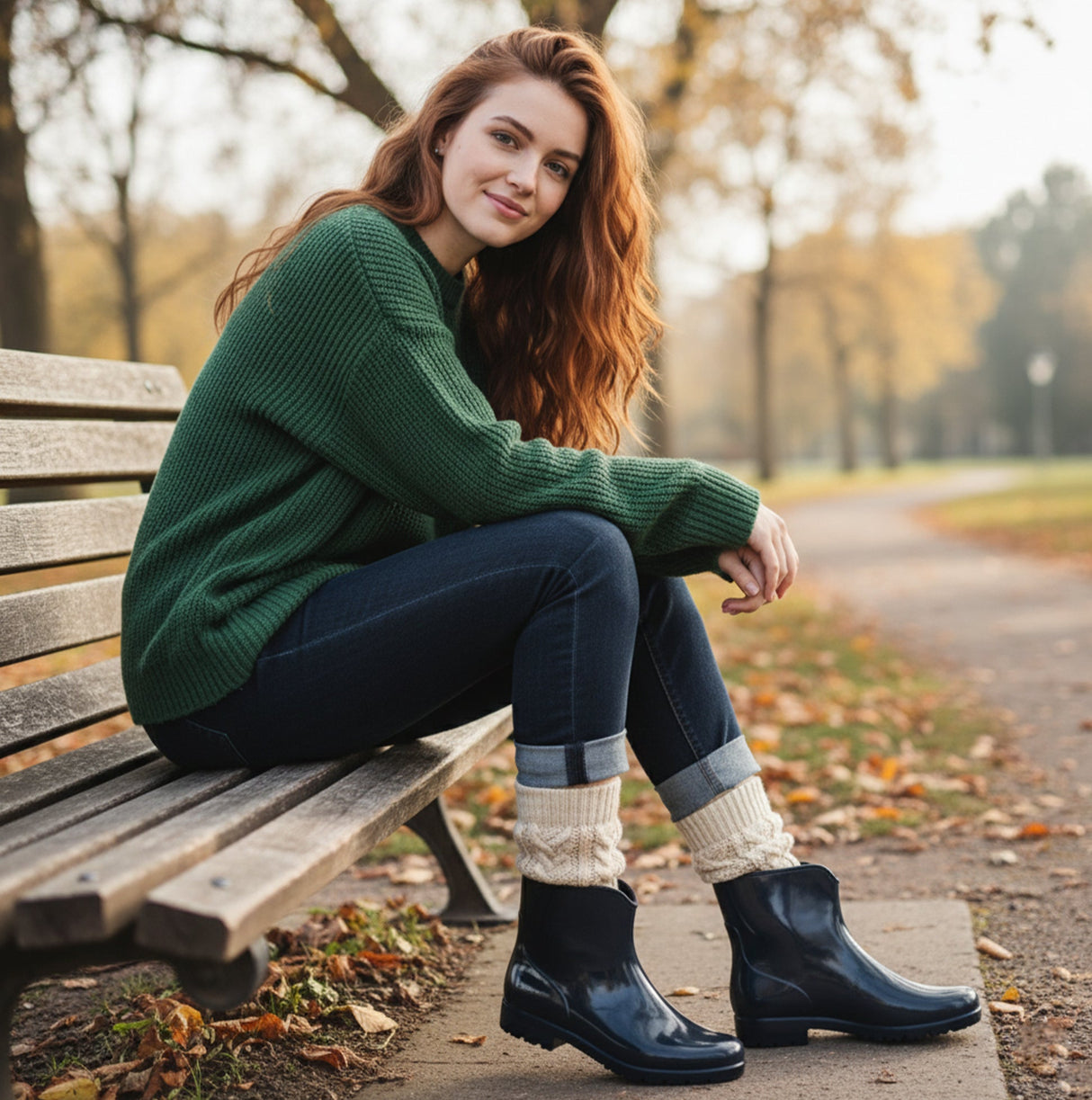 Mud Dogs PAOLA Womens Ankle Wellies Navy