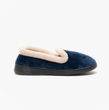 Jo & Joe CASHMERE Womens Velour Full Slippers Navy