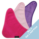 3 PACK - Mum 2 Mum Bandana Style Baby Bibs - Cerise / Purple / Baby Pink