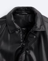 Men's Faux Leather Lapel Cotton Jacket – Black European & American Style
