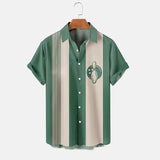 Men’s 3D Bowling Shirt – Digital Print, Casual Short Sleeve Top