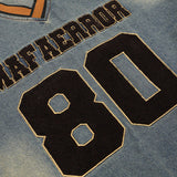 Denim V-Neck Star Letter Sweater