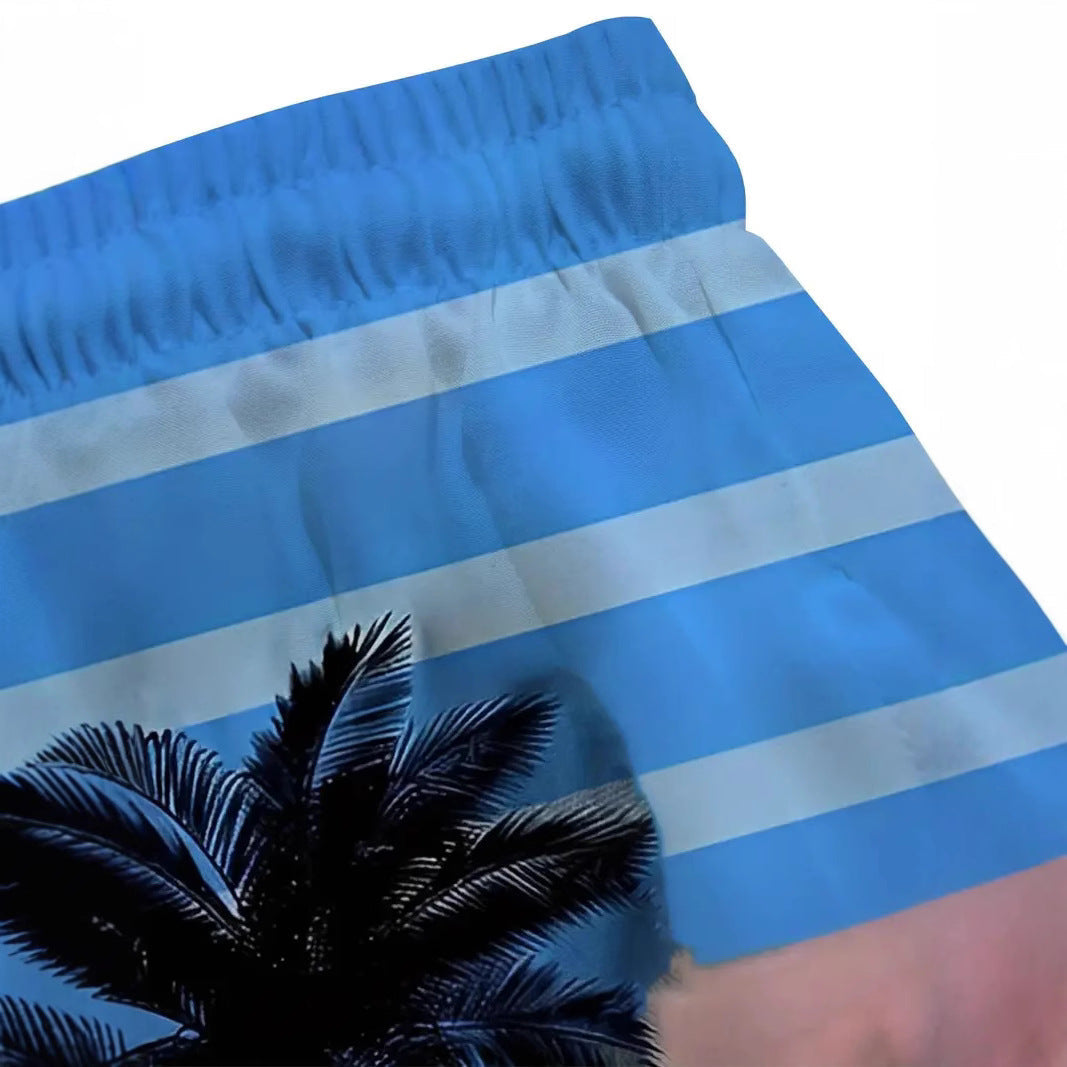 Men's Fashion Beach Coconut Tree Pattern Printed Shorts