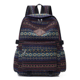 Ethnic style backpack leisure plaid canvas bag leisure large capacity student women backpack leisure travel trendy bag