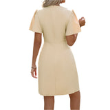 V-neck Short-sleeved Dress Summer Fashion Slim A-line Dresses Beach Clothing For Women