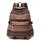 Ethnic style backpack leisure plaid canvas bag leisure large capacity student women backpack leisure travel trendy bag