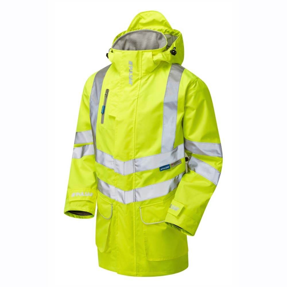 PULSAR P421 Hi-Vis Yellow Mesh Lined Waterproof Breathable Storm Coat