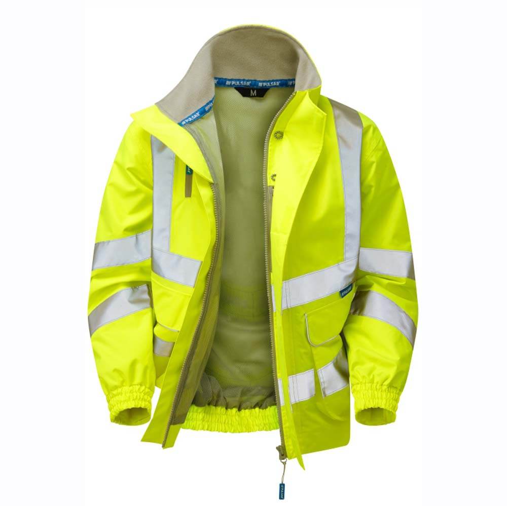 PULSAR P533 Hi-Vis Yellow Mesh Lined Waterproof Bomber Jacket