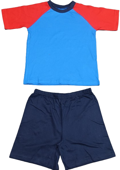 P694 BLE & RED PLAIN SHORTS AGE 7-8