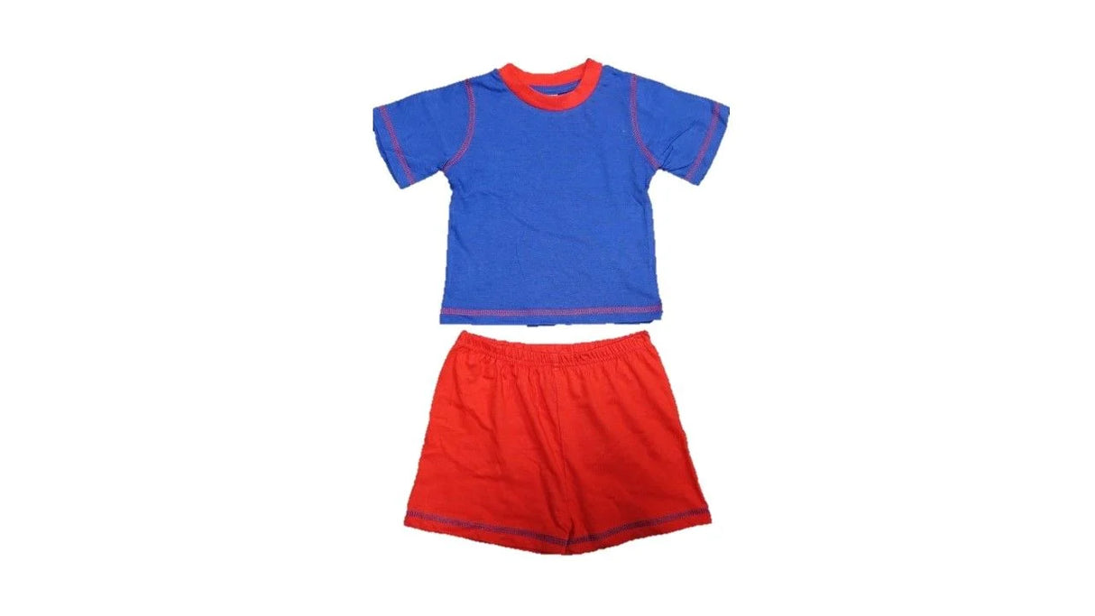 P695 PLAIN RED & BLUE SHORTS PYJAMAS - 18-24 YEARS